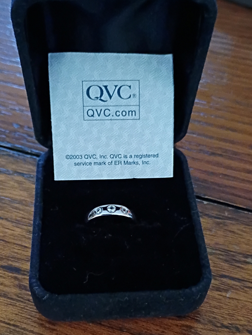 QVC Silver Three-Stone Accent Band Ring - Silver